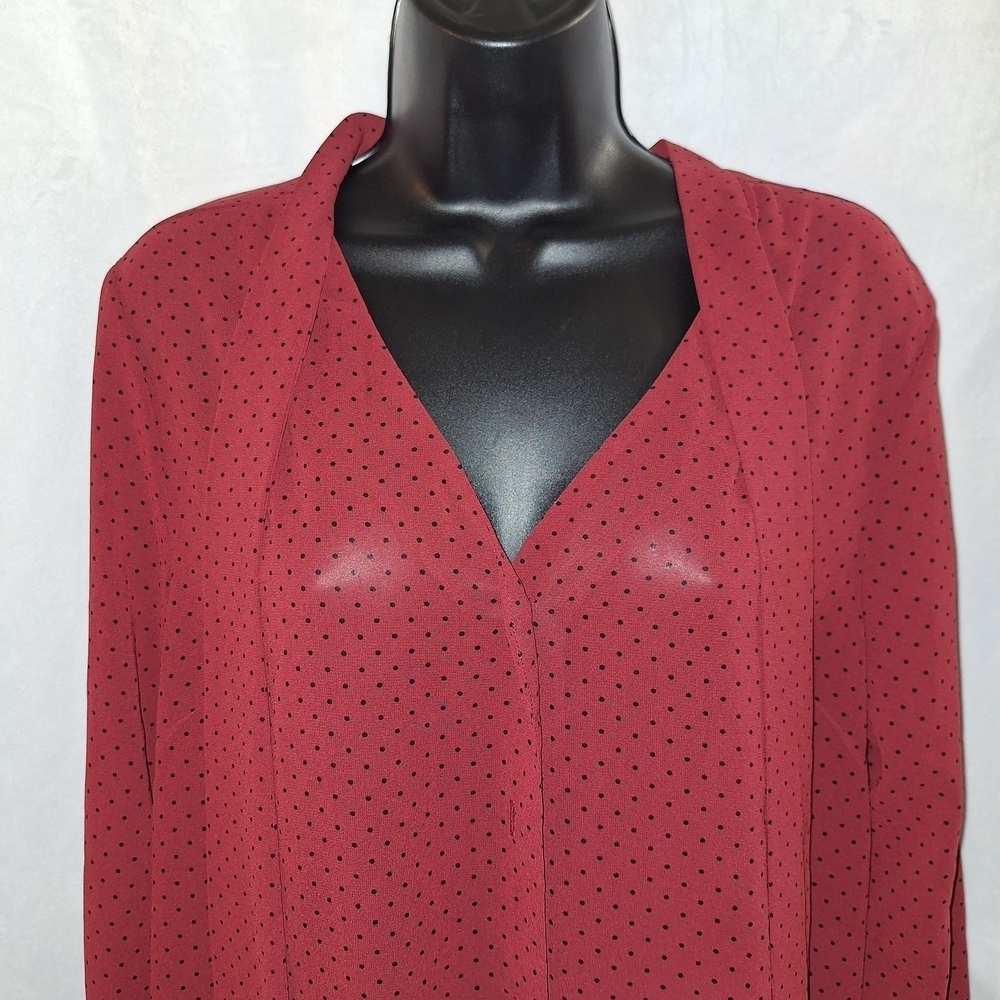 Red Notched Collar Blouse